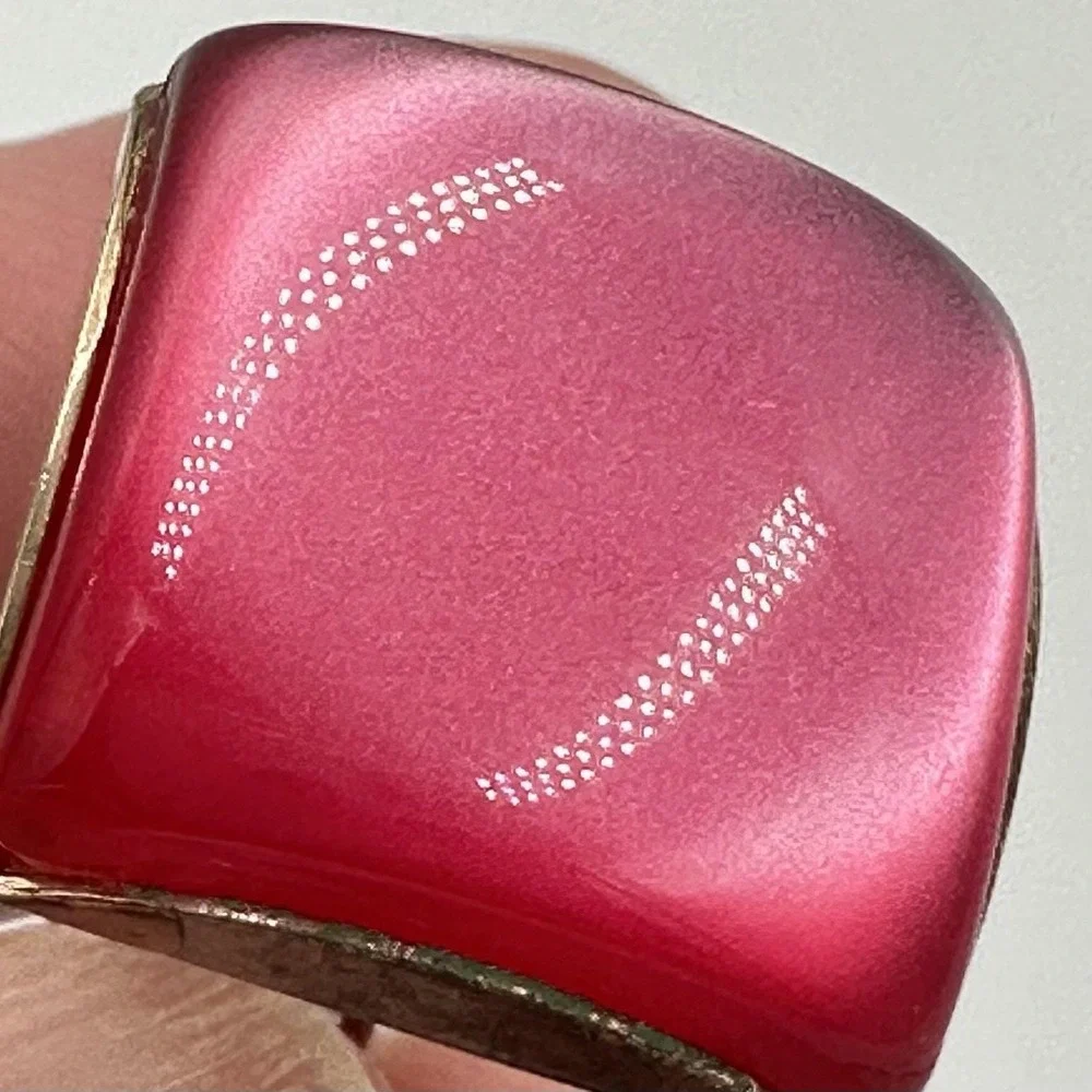 Vintage Gold Tone Glass Stone Vibrant Pink Men's Cufflinks Mid century